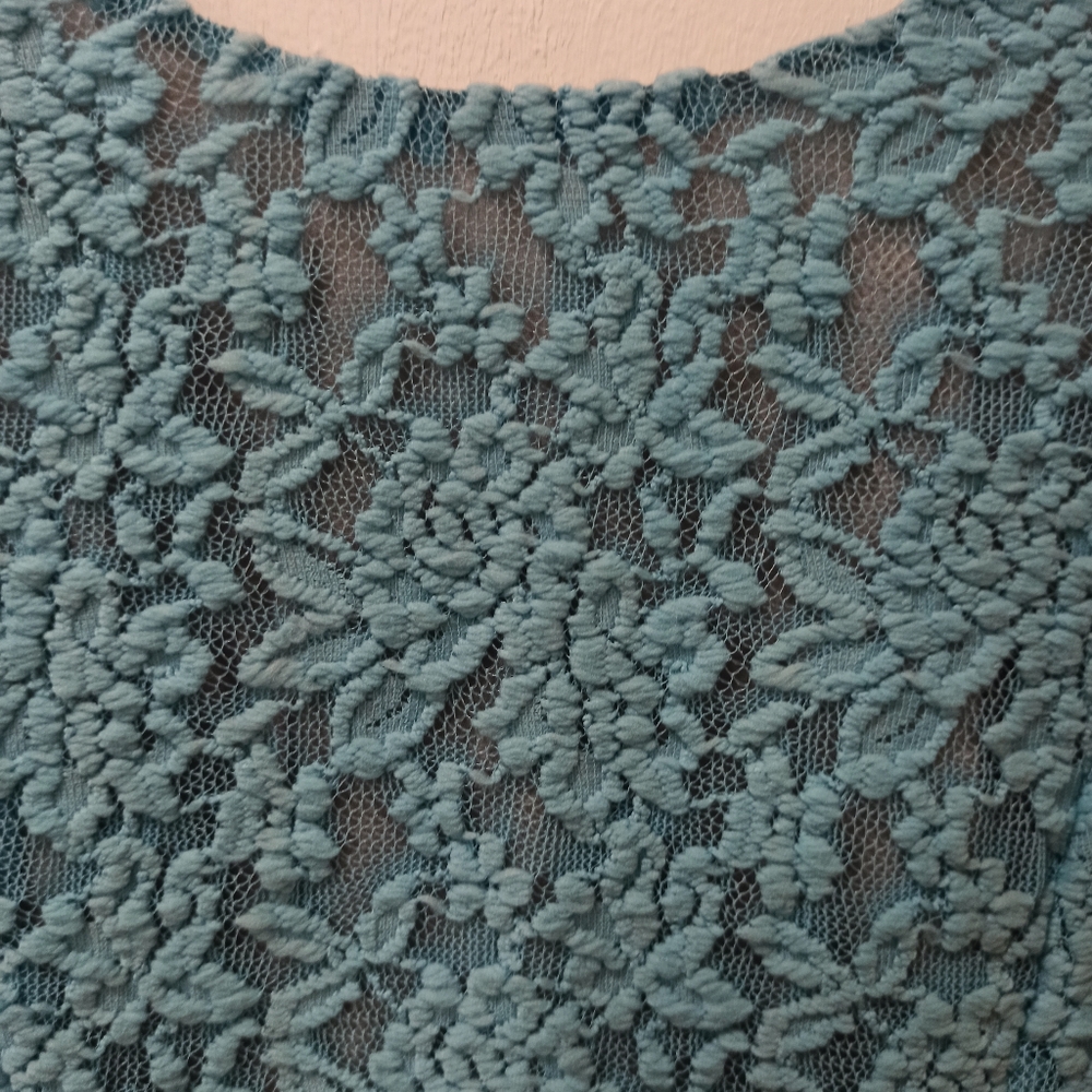 Darling Dress Aqua Lace Blue Floral small Back Zip Up - Picture 3 of 16